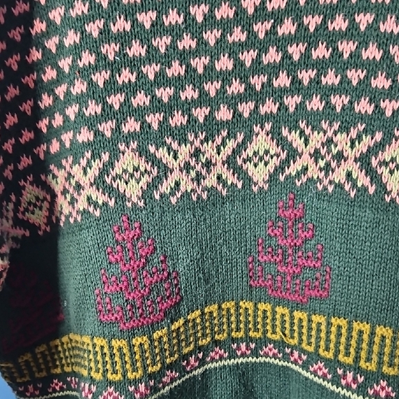 United Colors Of Benetton Women's Vintage Fair Isle Pink, Green Sweater M/L - Picture 4 of 8